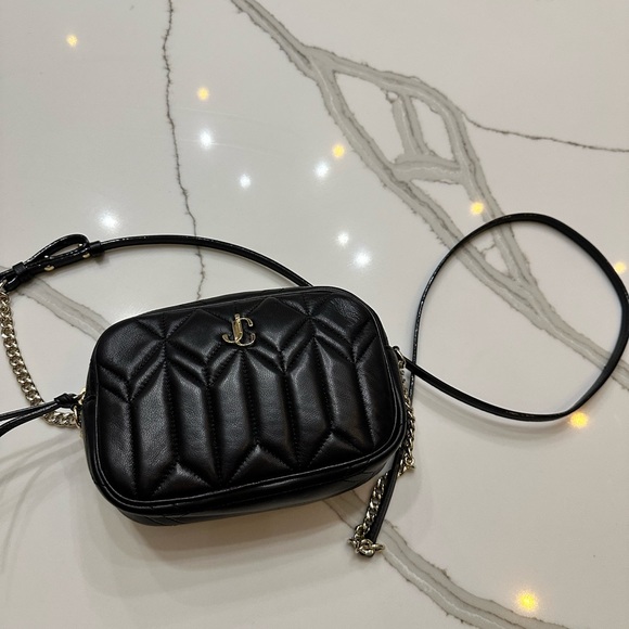 Jimmy Choo black lamb skin crossbody bag with champagne hardware - Picture 3 of 12